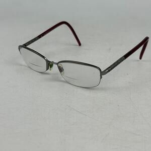 Burberry B1157 1003 Eyeglasses Frame Womens Silver Burgundy Half Rim 52-17-135mm